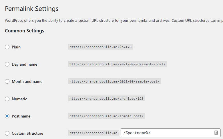 Permalink Settings